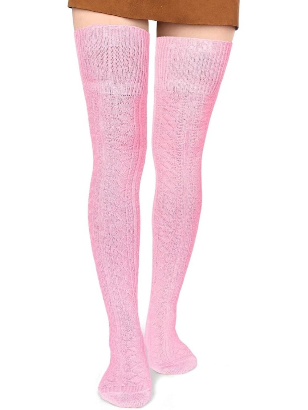 Women's Christmas Red Cotton Knit Stocking Over The Knee Thigh High Socks Boots